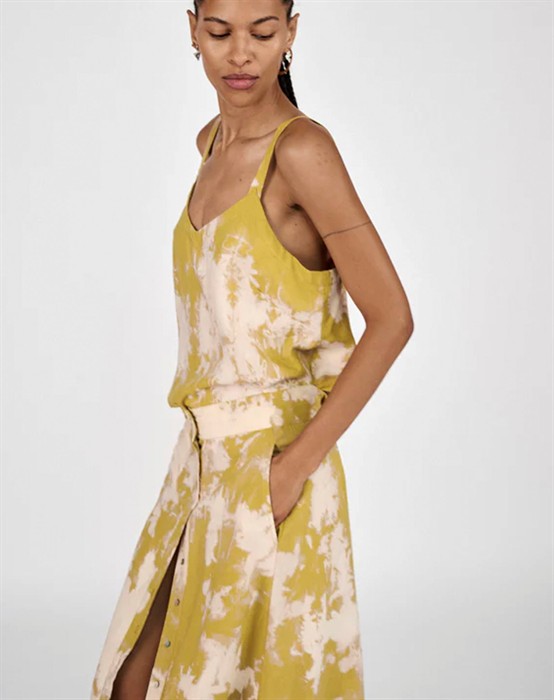 Natja Misty Button Nederdel - Golden Mustard Combo